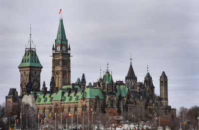 Panoramic view of buildings in city against sky