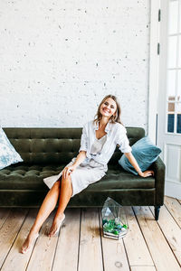 Young woman sitting on seat