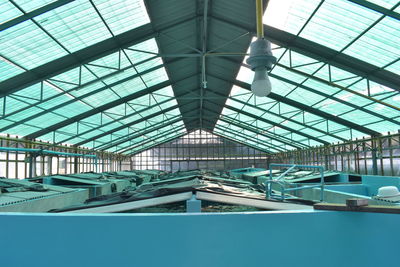 Low angle view of skylight in building