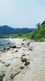 Scenic view of mountains against clear sky