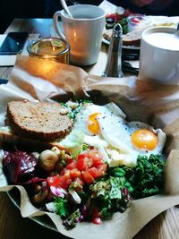 Close-up of food on table