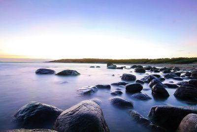 Scenic view of sea against clear sky