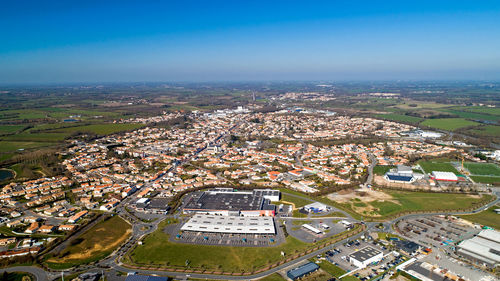 High angle view of townscape against sky