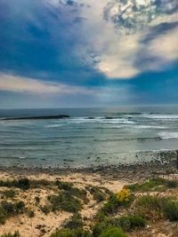 Scenic view of beach against sky
