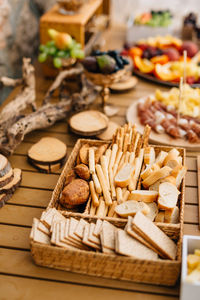 High angle view of cookies on table