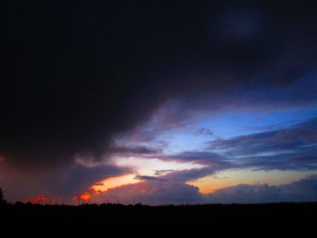 Scenic view of silhouette landscape against sky at sunset