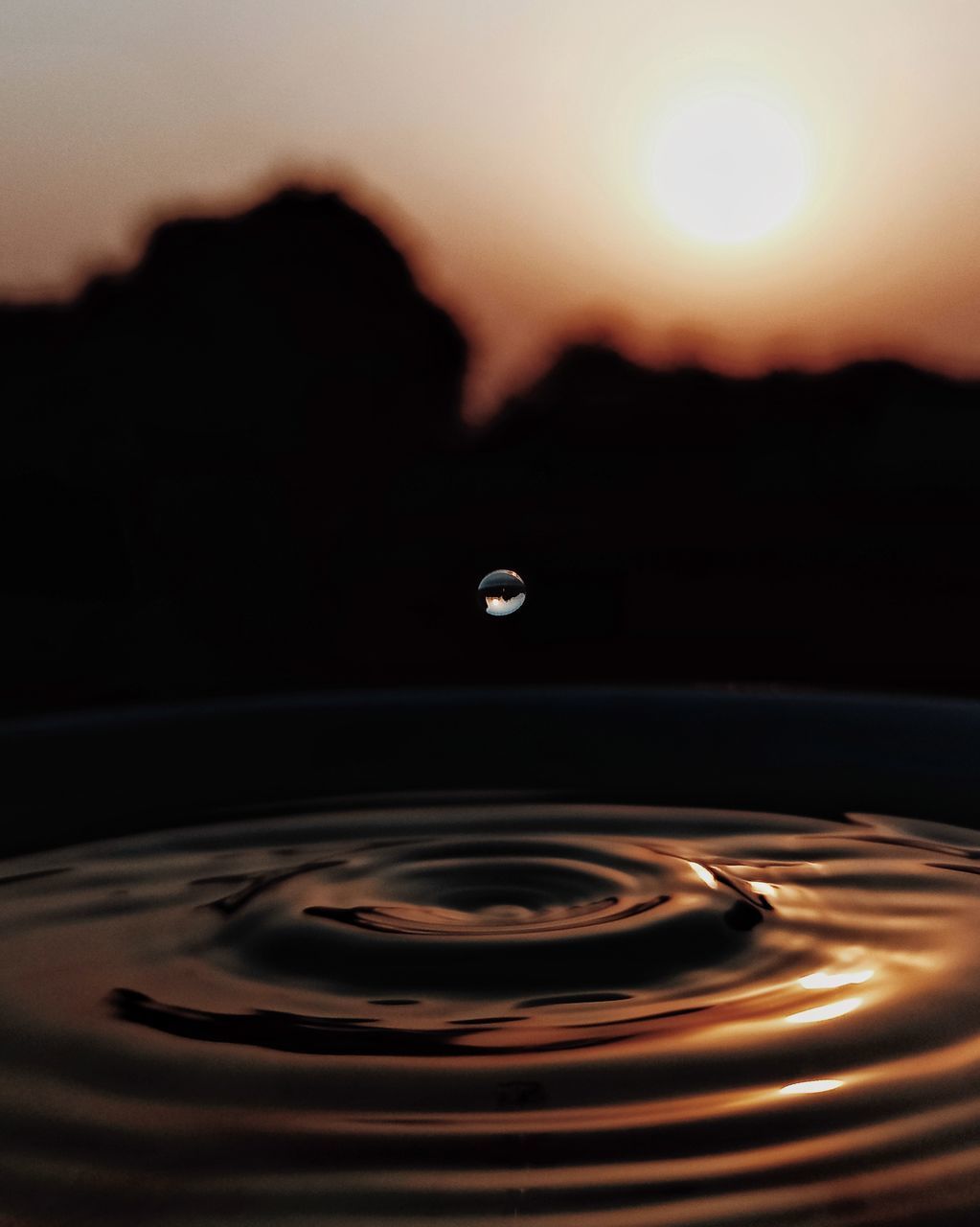 CLOSE-UP OF DROP FALLING IN WATER