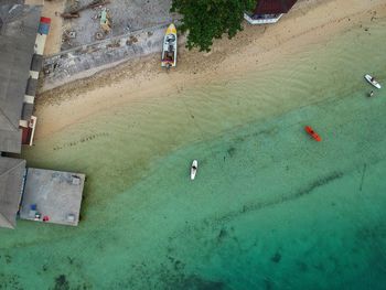 High angle view of people on beach