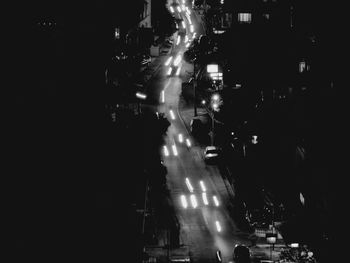 High angle view of traffic on road at night