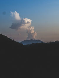 Scenic view of silhouette mountains against sky during sunset