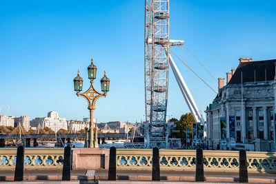 Close up view of the london eye in london.