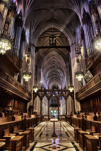 Interior of illuminated building