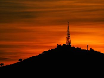 Low angle view of silhouette building against sky during sunset