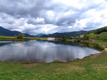 Scenic view of lake against sky