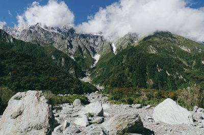 Scenic view of mountains against sky