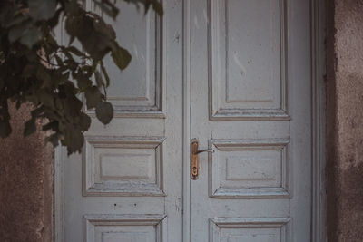 Close-up of closed door of old building