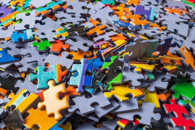 Close-up of jigsaw puzzle piece