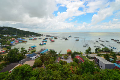 High angle view of beach against sky