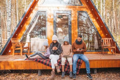 People relaxing outdoors