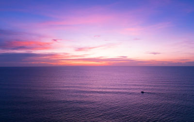 Aerial view sunset sky, nature beautiful light sunset or sunrise over sea