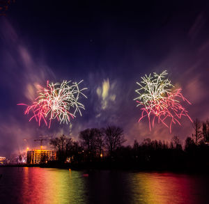 A beautiful, colorful fireworks during the independence day celebration in riga, latvia