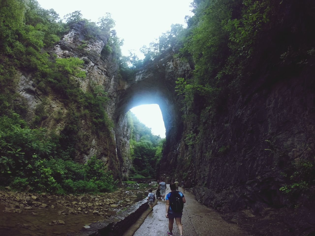 arch, tunnel, tree, lifestyles, built structure, men, archway, the way forward, leisure activity, architecture, walking, person, rear view, travel, tourist, nature, day, full length