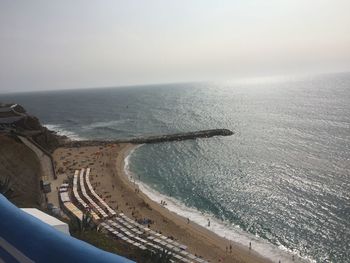 High angle view of beach against sky