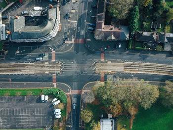 High angle view of road in city