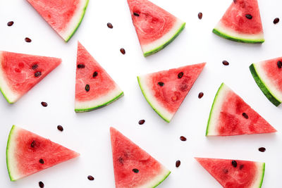 High angle view of chopped fruits in plate