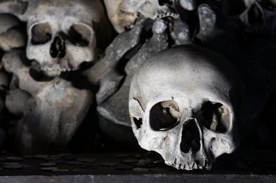 Close-up of objects on wall