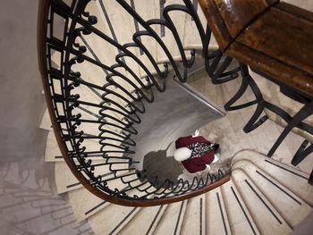High angle view of spiral staircase