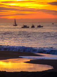 Scenic view of sea at sunset