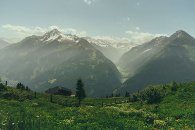Scenic view of mountains against sky
