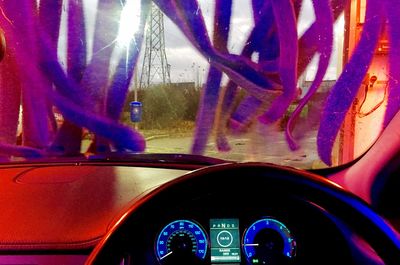 Close-up of wet car window