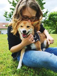 Young woman with dog