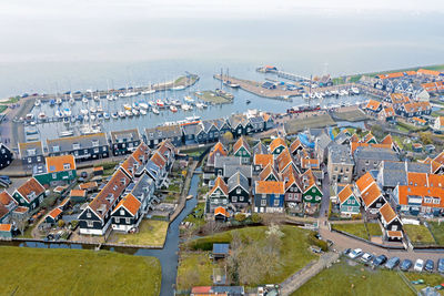 High angle view of townscape against sky