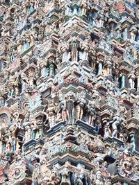 Low angle view of buddha statue against building