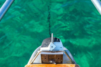 High angle view of ship in swimming pool