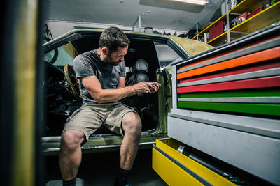 Mechanic working in garage