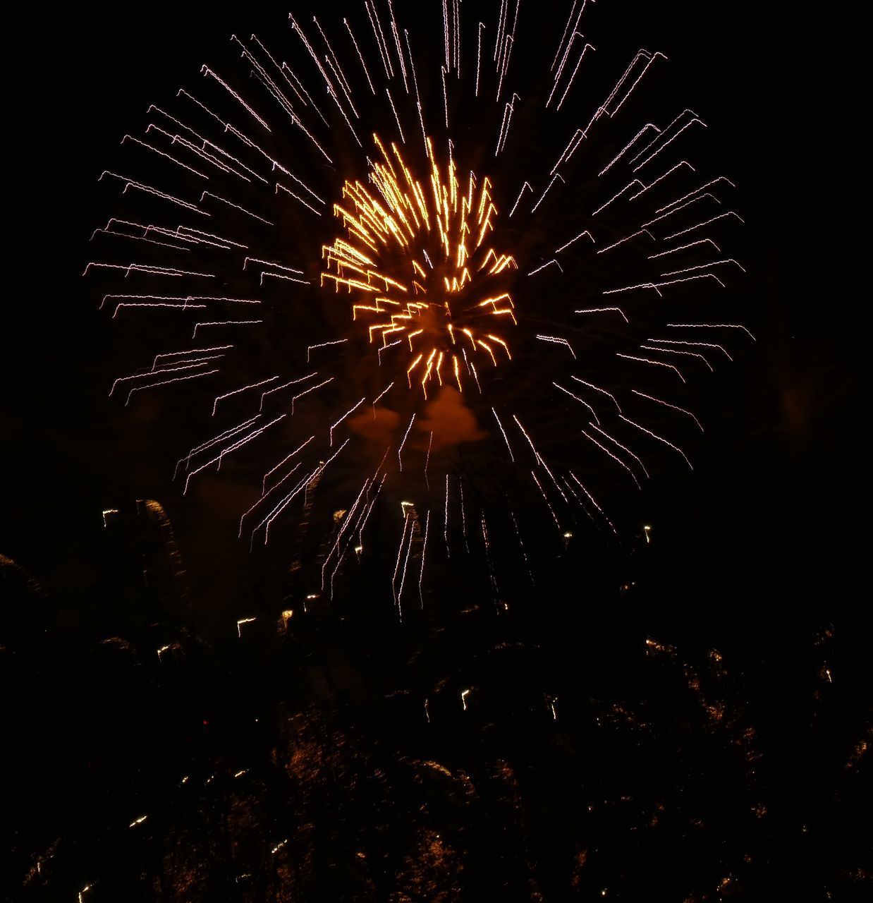 LOW ANGLE VIEW OF FIREWORK DISPLAY IN SKY AT NIGHT