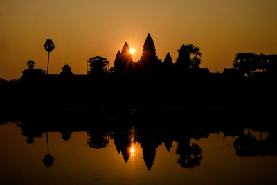 Reflection of sun in water at sunset