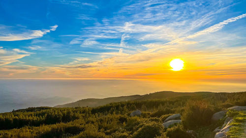 Scenic view of landscape against sky during sunset