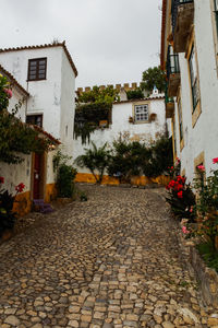 Footpath amidst buildings in town