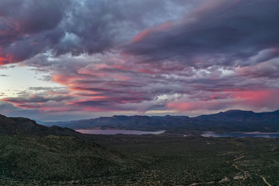 Scenic view of dramatic sky during sunset