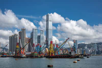 Panoramic view of modern buildings against sky