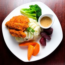 Close-up of food served in plate