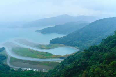 High angle view of landscape against sky