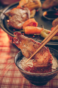 High angle view of food on table