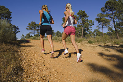 Two women running