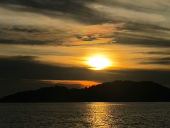 Scenic view of sunset over sea